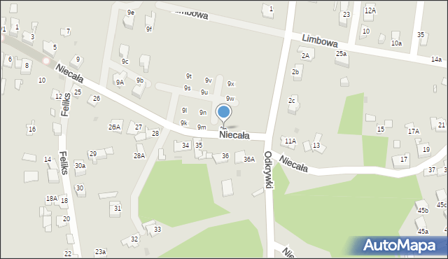 Sosnowiec, Niecała, 9p, mapa Sosnowca