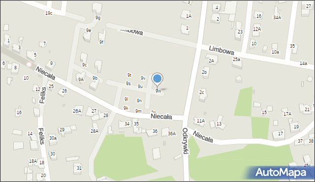 Sosnowiec, Niecała, 9w, mapa Sosnowca