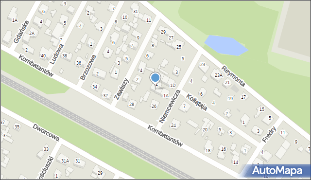 Sulejówek, Niemcewicza Juliana Ursyna, 1C, mapa Sulejówek