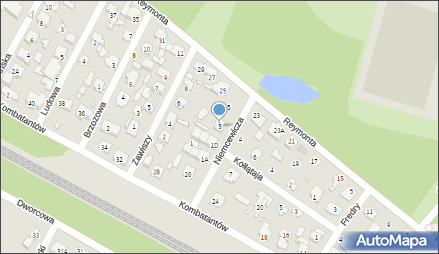 Sulejówek, Niemcewicza Juliana Ursyna, 3, mapa Sulejówek