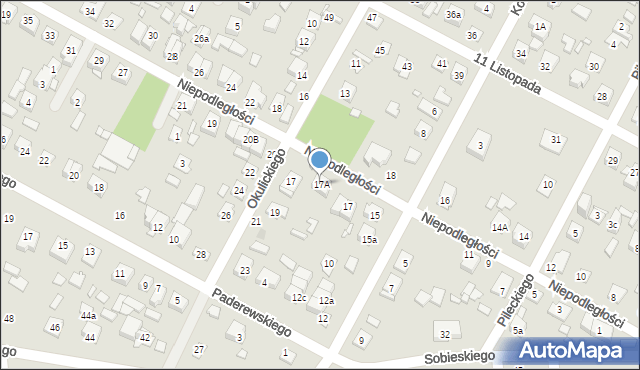Sulejówek, Niepodległości, 17A, mapa Sulejówek