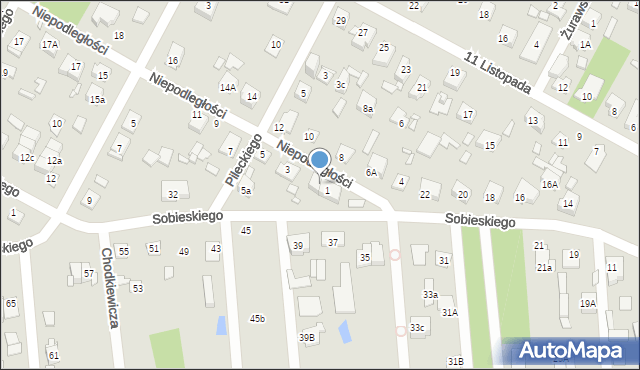 Sulejówek, Niepodległości, 1a, mapa Sulejówek