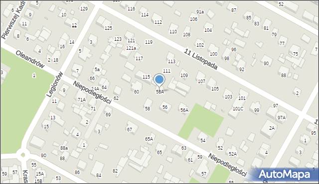 Sulejówek, Niepodległości, 58A, mapa Sulejówek