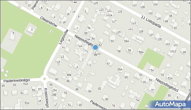Sulejówek, Niepodległości, 69, mapa Sulejówek