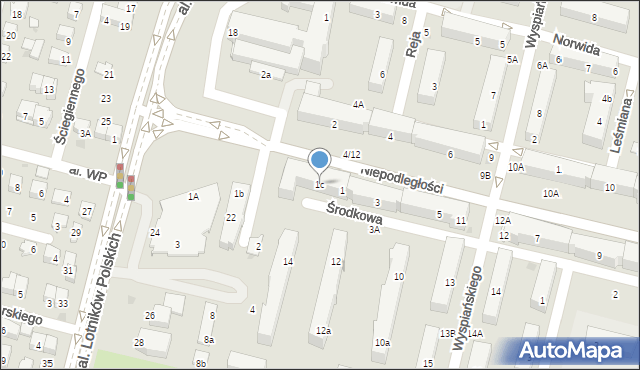 Świdnik, Niepodległości, 1c, mapa Świdnika