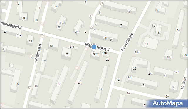 Świdnik, Niepodległości, 29, mapa Świdnika