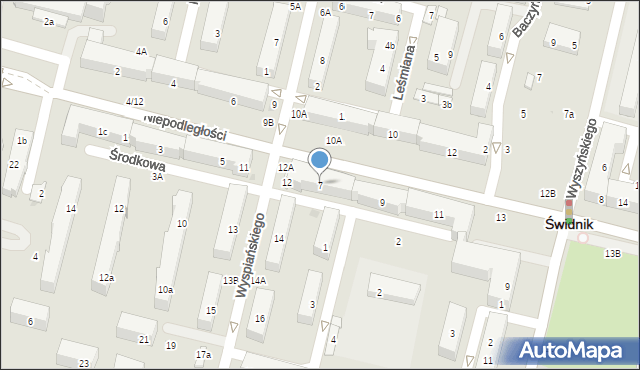 Świdnik, Niepodległości, 7, mapa Świdnika