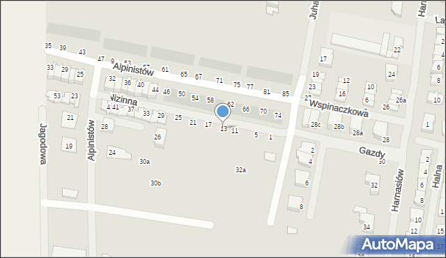 Szczecin, Nizinna, 13, mapa Szczecina