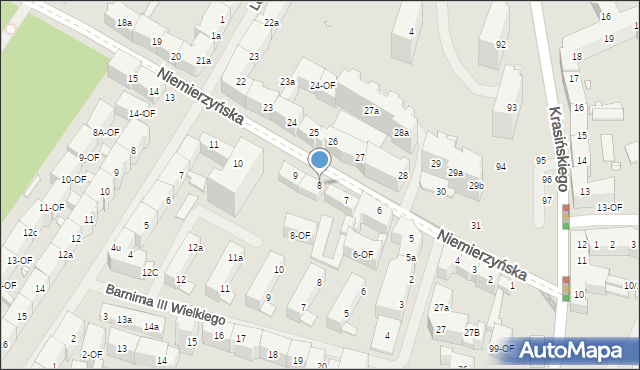 Szczecin, Niemierzyńska, 8, mapa Szczecina