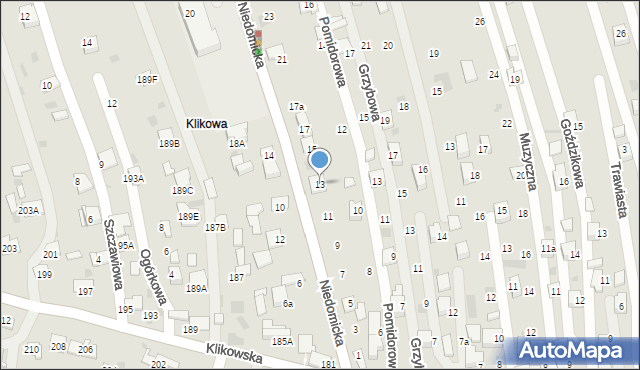 Tarnów, Niedomicka, 13, mapa Tarnów