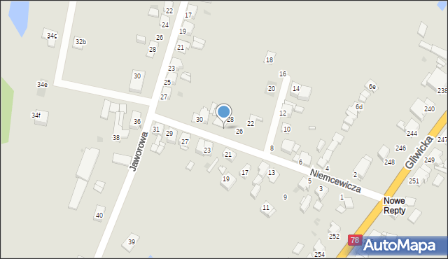 Tarnowskie Góry, Niemcewicza Juliana Ursyna, 28A, mapa Tarnowskie Góry