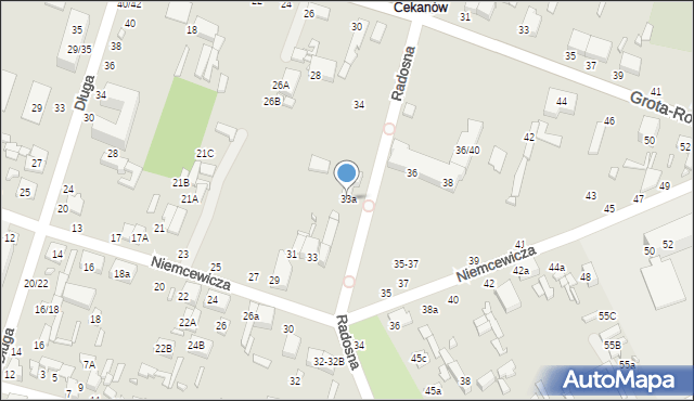 Tomaszów Mazowiecki, Niemcewicza Juliana Ursyna, 33a, mapa Tomaszów Mazowiecki