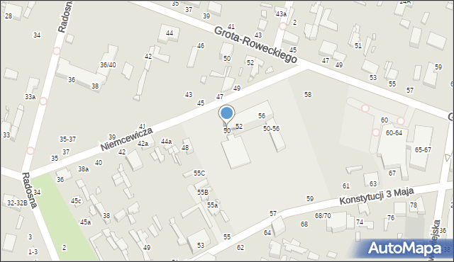 Tomaszów Mazowiecki, Niemcewicza Juliana Ursyna, 50, mapa Tomaszów Mazowiecki