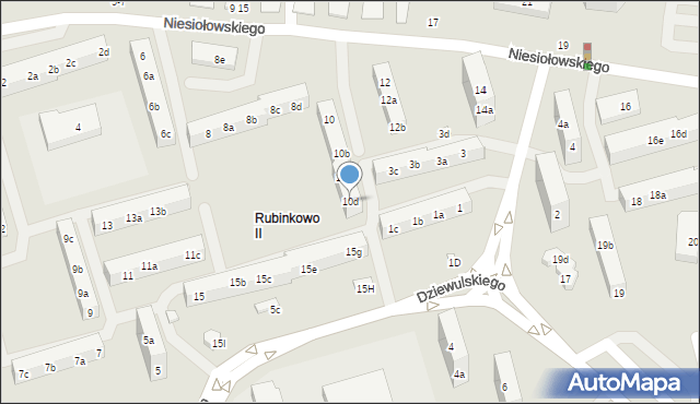 Toruń, Niesiołowskiego Tymona, 10d, mapa Torunia