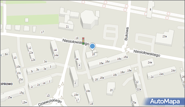 Toruń, Niesiołowskiego Tymona, 16g, mapa Torunia