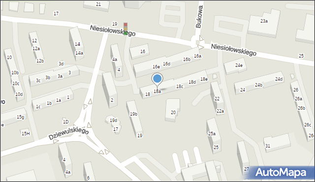 Toruń, Niesiołowskiego Tymona, 18a, mapa Torunia