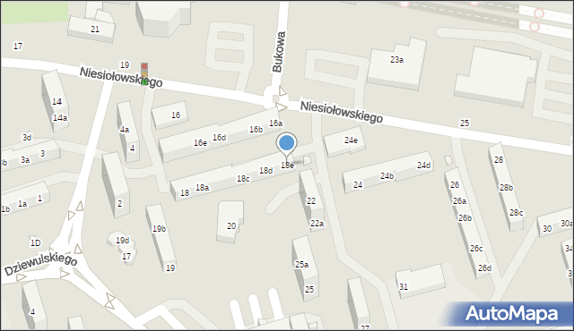 Toruń, Niesiołowskiego Tymona, 18e, mapa Torunia
