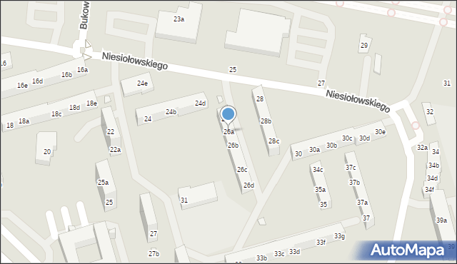 Toruń, Niesiołowskiego Tymona, 26a, mapa Torunia