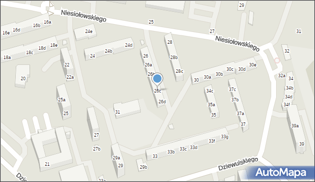 Toruń, Niesiołowskiego Tymona, 26c, mapa Torunia