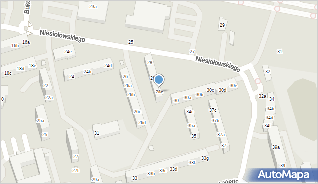 Toruń, Niesiołowskiego Tymona, 28c, mapa Torunia