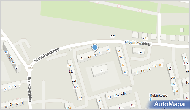 Toruń, Niesiołowskiego Tymona, 2b, mapa Torunia