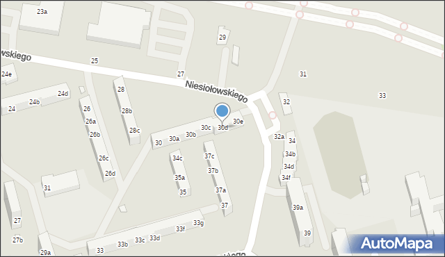 Toruń, Niesiołowskiego Tymona, 30d, mapa Torunia