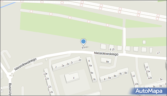 Toruń, Niesiołowskiego Tymona, 5-7, mapa Torunia