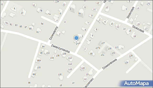 Tychy, Niezapominajek, 1, mapa Tychów