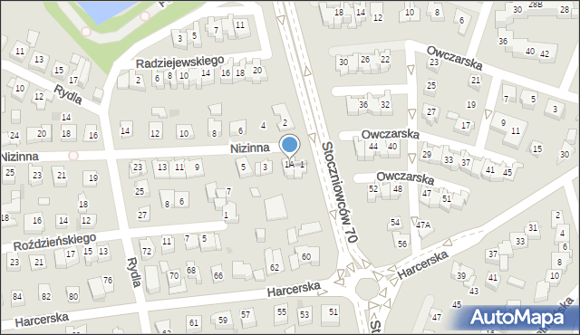 Tychy, Nizinna, 1A, mapa Tychów