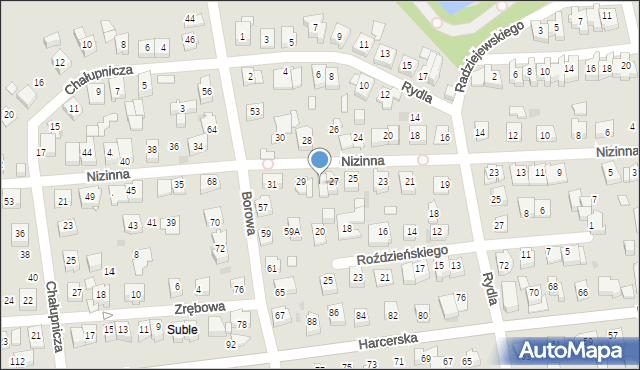 Tychy, Nizinna, 27a, mapa Tychów