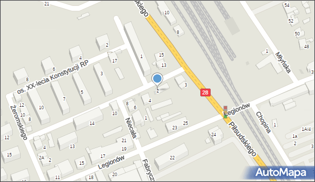 Wadowice, Niecała, 2, mapa Wadowice