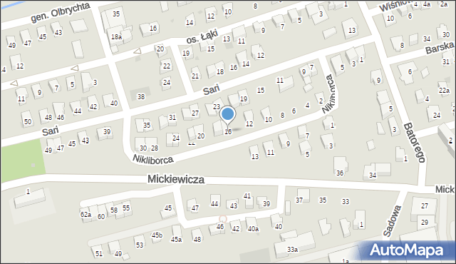 Wadowice, Nikliborca Władysława, prof., 16, mapa Wadowice