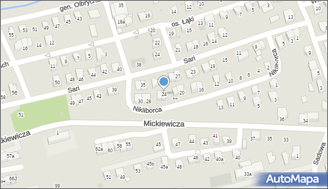 Wadowice, Nikliborca Władysława, prof., 24, mapa Wadowice