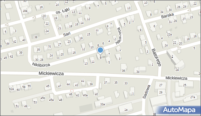 Wadowice, Nikliborca Władysława, prof., 9, mapa Wadowice