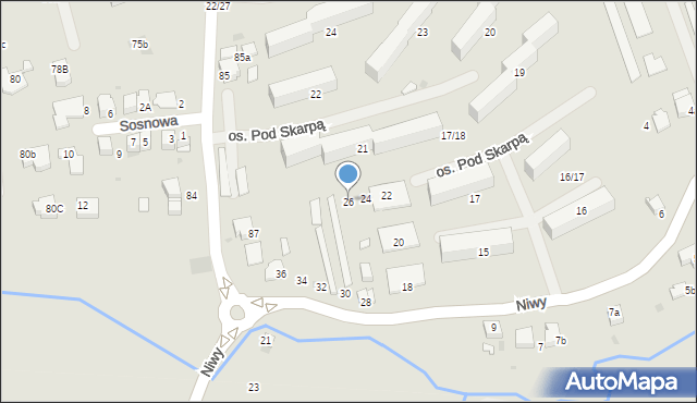 Wadowice, Niwy, 26, mapa Wadowice