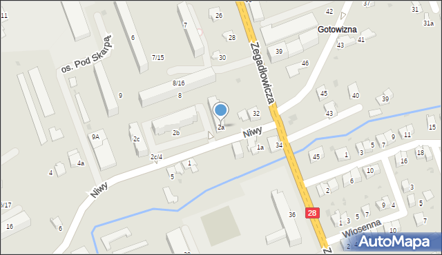 Wadowice, Niwy, 2a, mapa Wadowice