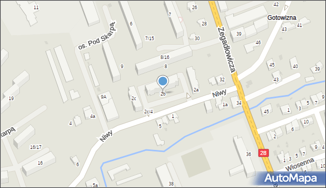 Wadowice, Niwy, 2b, mapa Wadowice