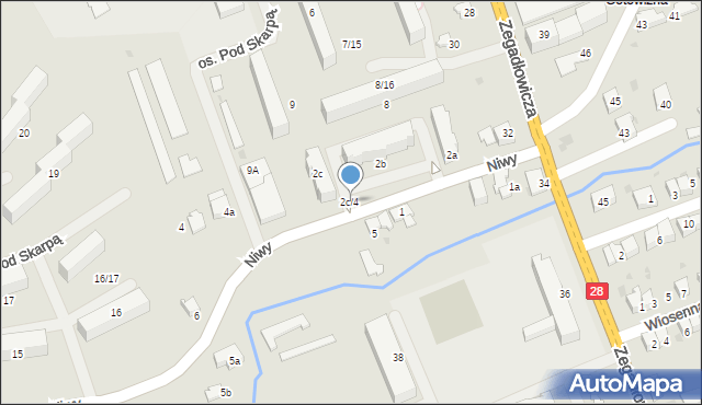 Wadowice, Niwy, 2c/4, mapa Wadowice