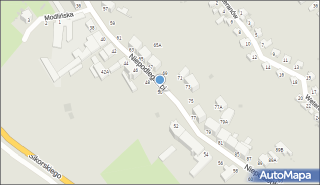 Wałbrzych, Niepodległości, 50, mapa Wałbrzycha