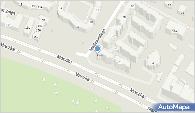 Warszawa, Niedzielskiego-Żywiciela Mieczysława, płk., 2, mapa Warszawy
