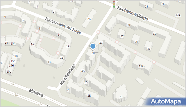 Warszawa, Niedzielskiego-Żywiciela Mieczysława, płk., 2B, mapa Warszawy
