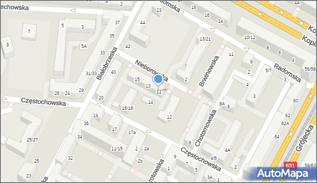 Warszawa, Nieborowska, 11, mapa Warszawy