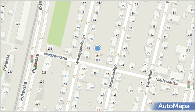 Warszawa, Niedźwiedzia, 36B, mapa Warszawy