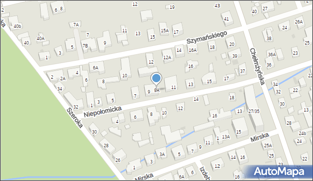 Warszawa, Niepołomicka, 9A, mapa Warszawy