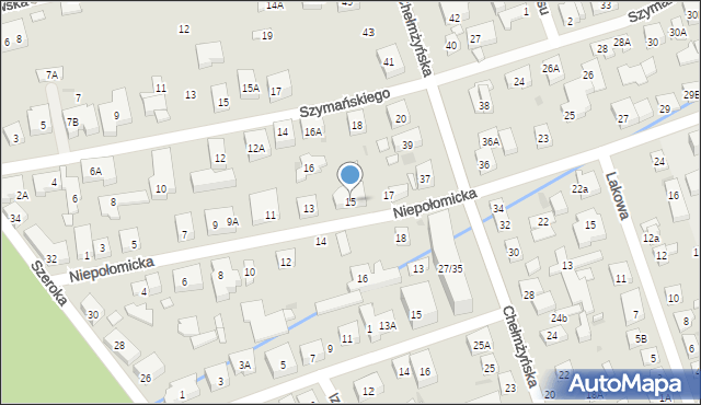 Warszawa, Niepołomicka, 15, mapa Warszawy