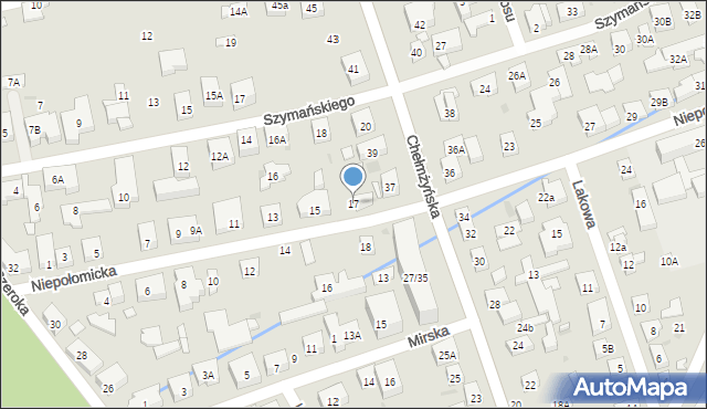 Warszawa, Niepołomicka, 17, mapa Warszawy