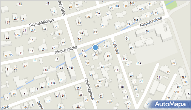 Warszawa, Niepołomicka, 22, mapa Warszawy