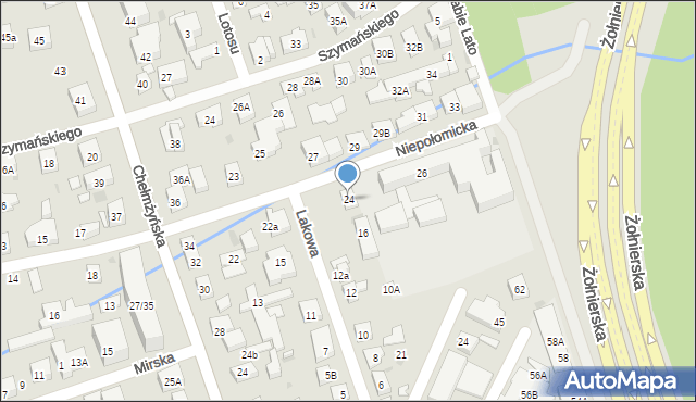 Warszawa, Niepołomicka, 24, mapa Warszawy