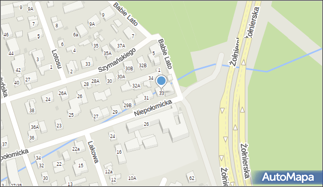 Warszawa, Niepołomicka, 33, mapa Warszawy