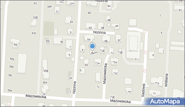 Warszawa, Nizinna, 6H, mapa Warszawy